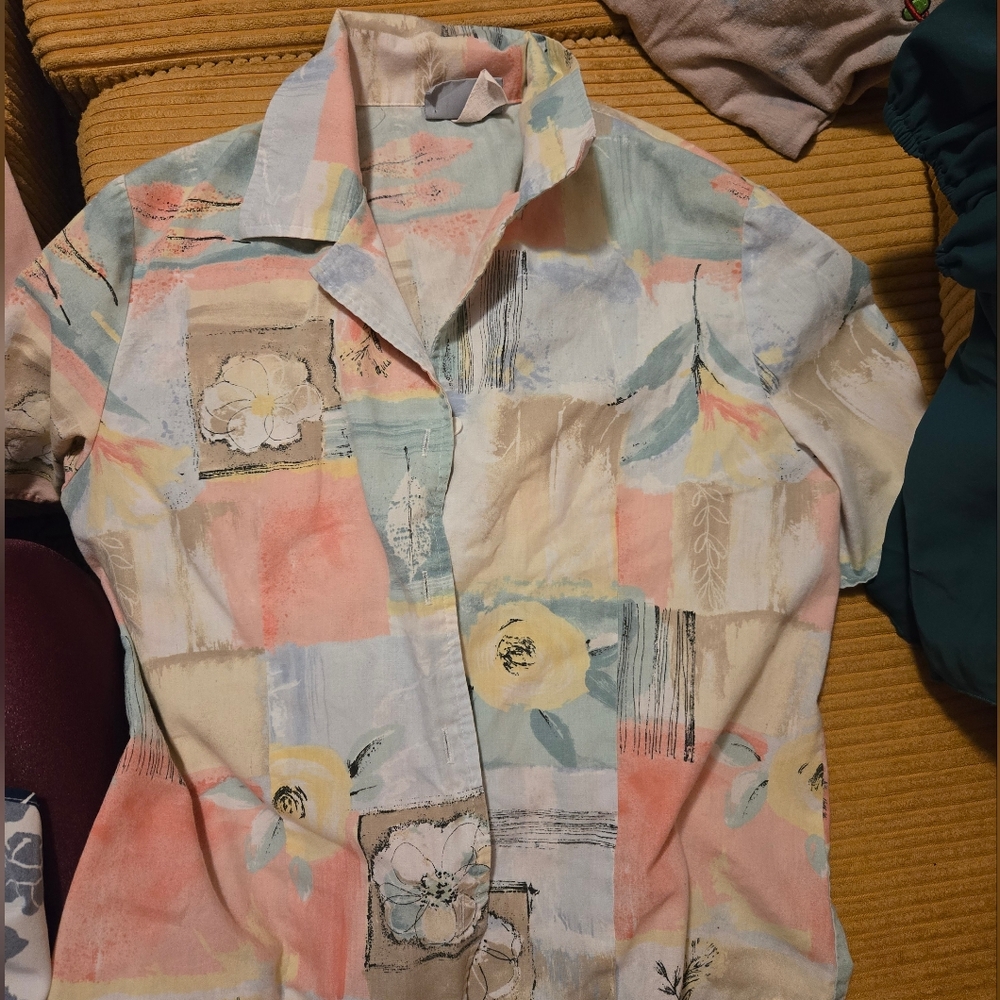 Floral Patchwork Short Sleeve Shirt